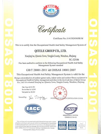 Group company certificate OHSAS-2801
