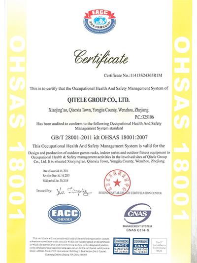 Group company certificate OHSAS-2801